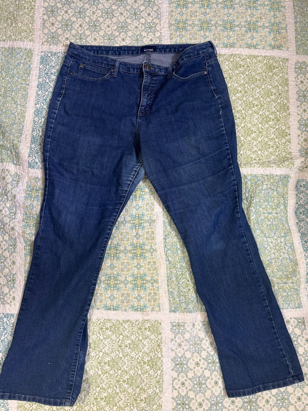 Basic Editions Women's Dark Blue Flare Jeans